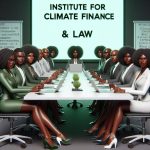 An AI image of people meeting at the Institute for Climate Finance & Law